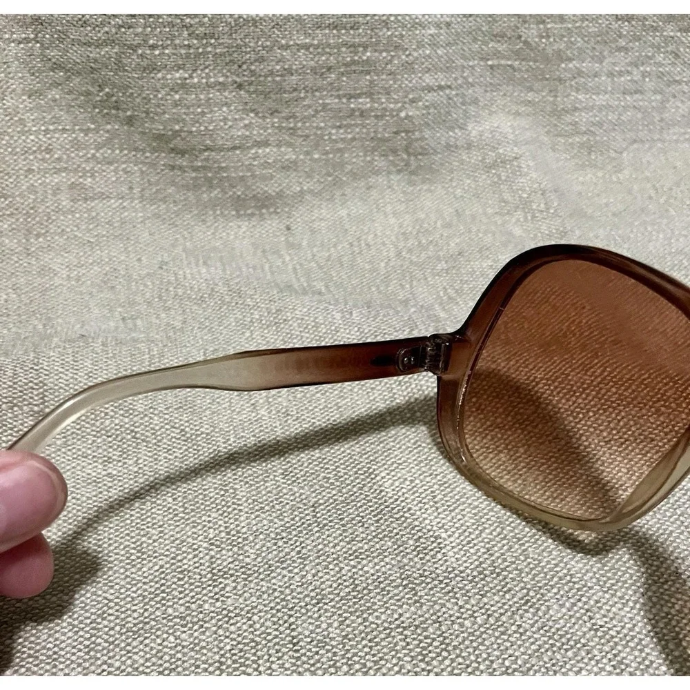 70s Oversized Sunglasses Gradient Brown Translucent Plastic Square Frame Taiwan